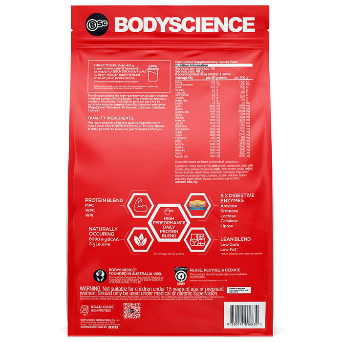 Body Science High Protein 800g-Protein & Recovery-Blue Mountains Running Company
