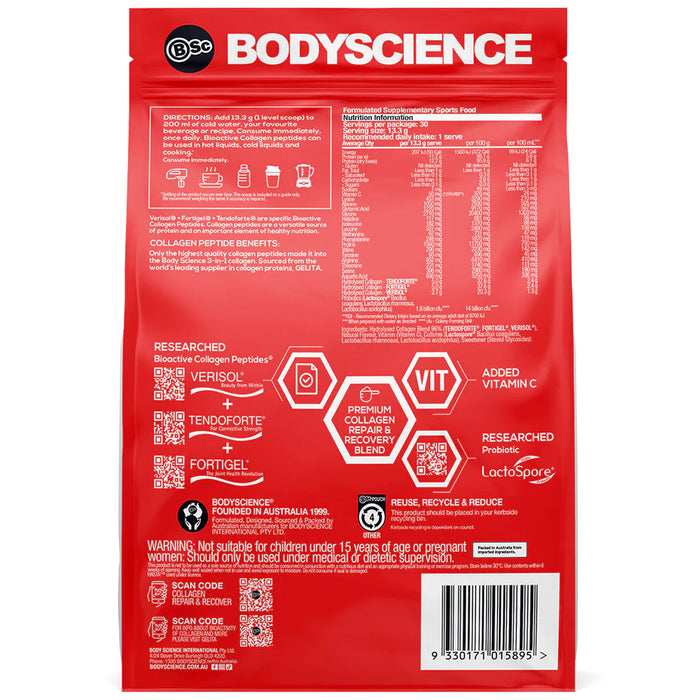 Body Science Collagen Repair and Recover 400g-Protein & Recovery-Blue Mountains Running Company