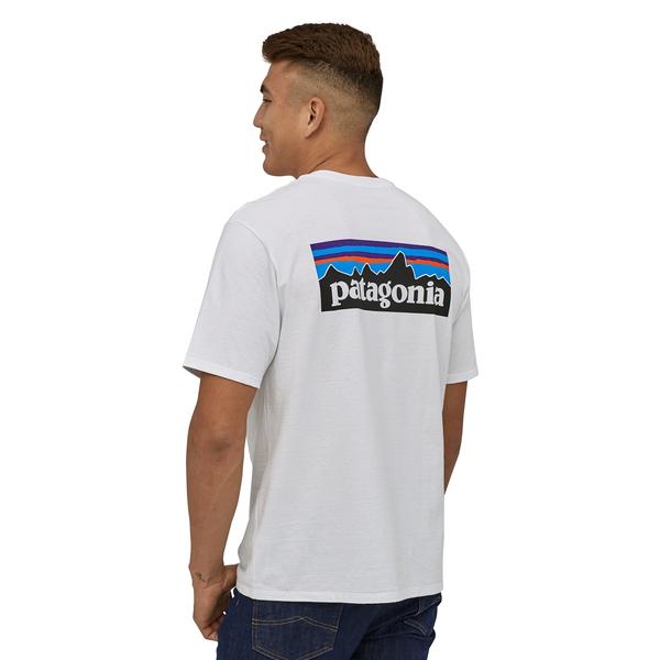 Mens Patagonia P-6 Logo Responsibili- Tee, White