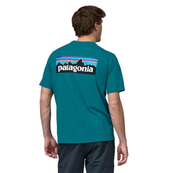 Mens Patagonia P-6 Logo Responsibili- Tee, Belay Blue