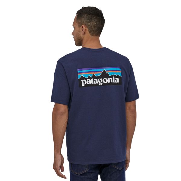 Mens Patagonia P-6 Logo Responsibili- Tee, Classic Navy