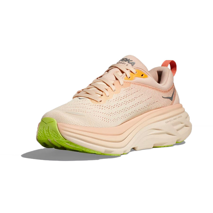 Womens Hoka Bondi 8 (Wide)-Cream / Vanilla- Blue Mountains Running Co