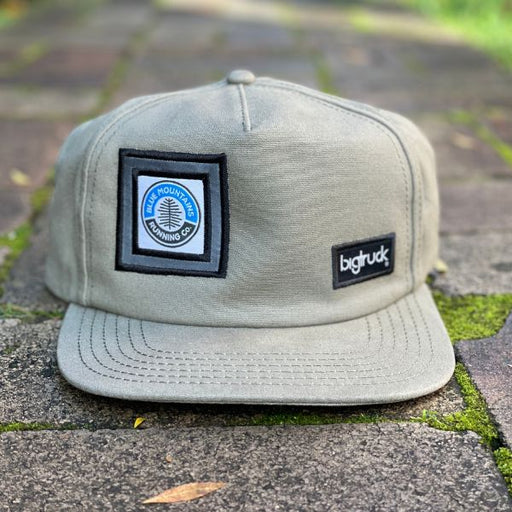 BMRC-Branded-Big-Truck-Trucker-Cap-Pioneer-Adjustable-Olive-Blue-Mountains-Running-Co