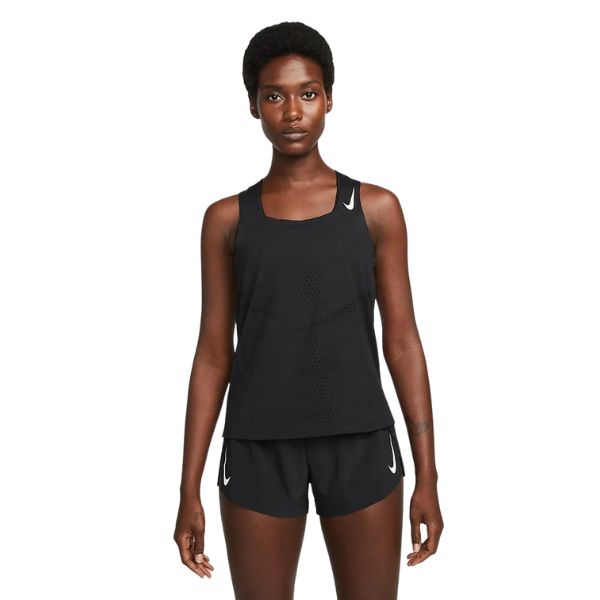Nike-Dri-Fit-ADV-AeroSwift-Womens-Race-Vest-Black-Full-Front-Blue-Mountains-Running-Co