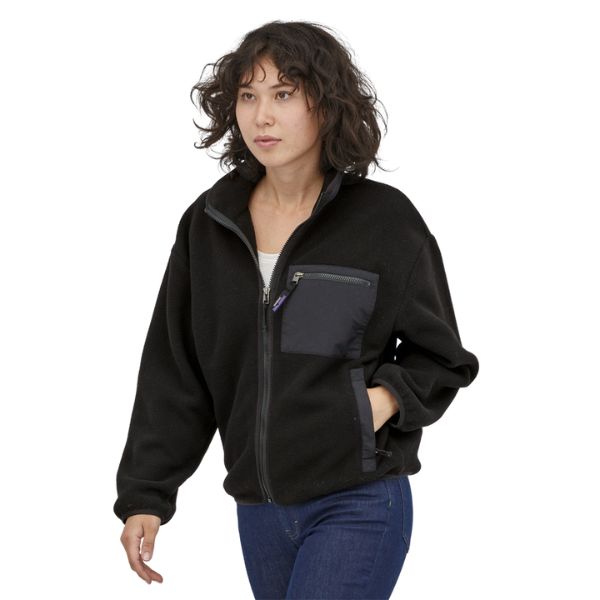 Patagonia-Sync-Fleece--Womens-Jacket-Black-Front-Blue-Mountains-Running-Co