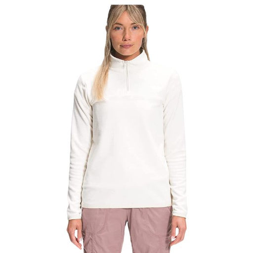 The-North-Face-TKA-Glacier-Fleece-14-Zip-Womens-White-Front-Blue-Mountains-Running-Co