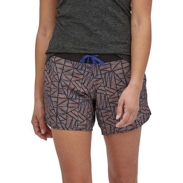 Womens Patagonia Nine Trails Shorts 6inch-Icy Geo Rosehip-Blue Mountains Running Co